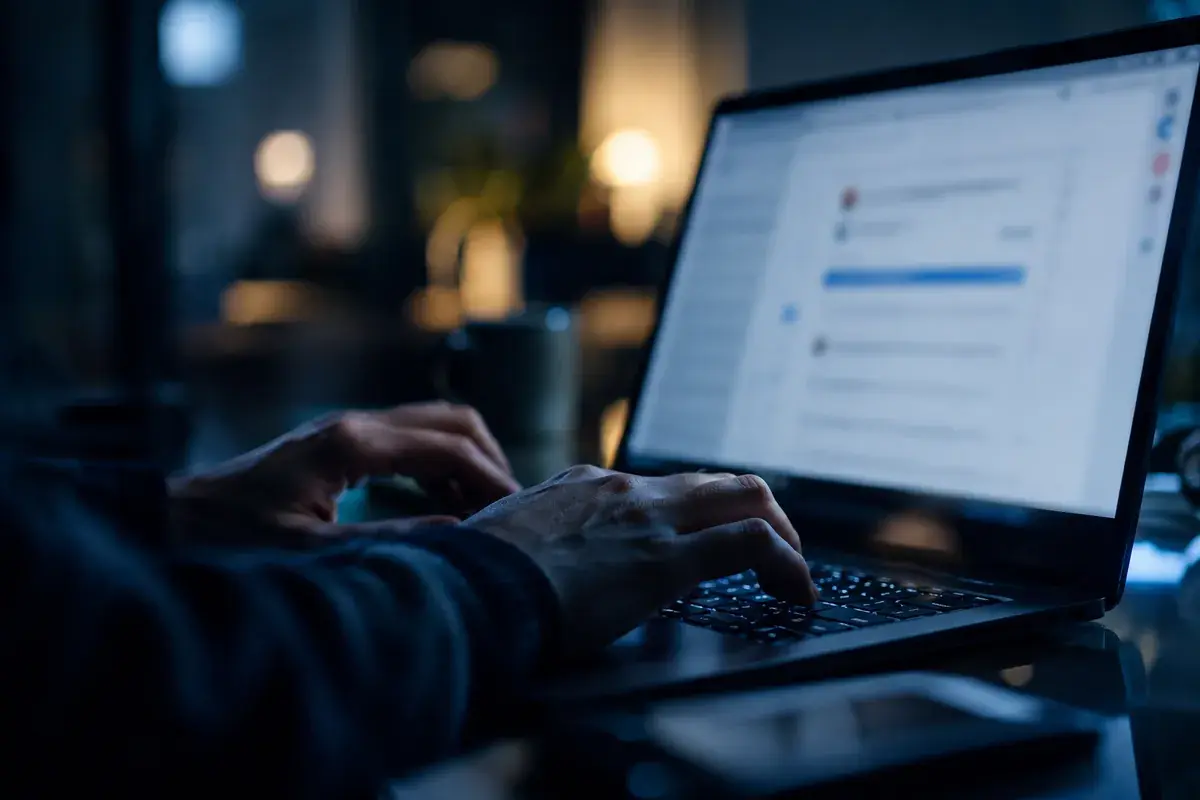 spear phishing, gros plan sur des mains au-dessus d’un clavier