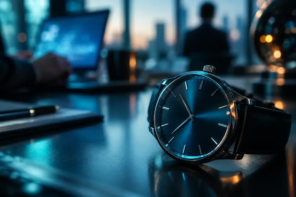 notification de violation de données, montre de précision en macro avec un cadran sans chiffre lisible